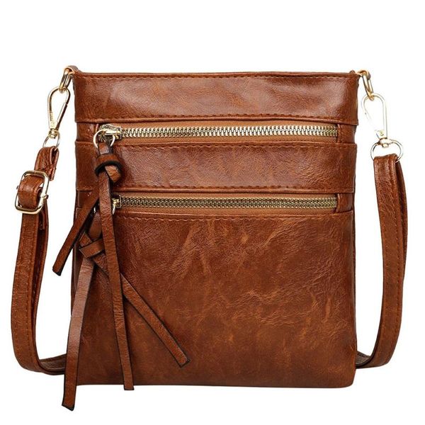 

fashion hnadbag phone pouch shoulder messenger bag artificial leather women solid color zipper closed design sport, travel wear