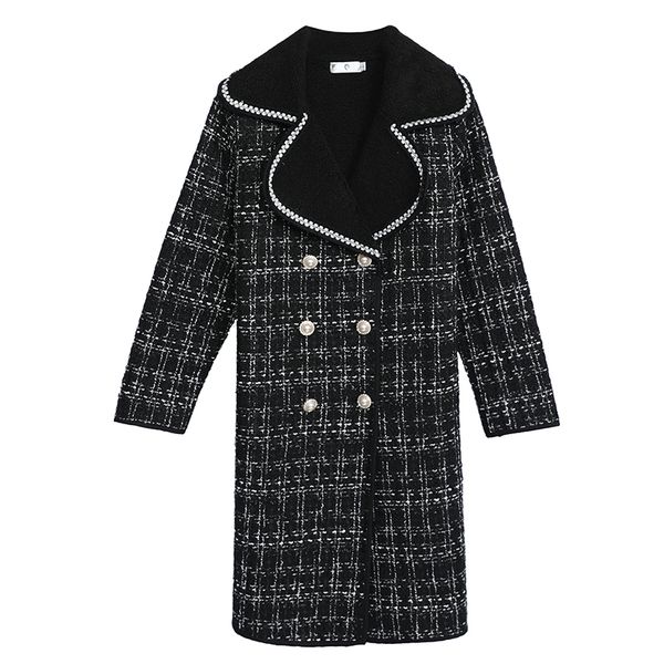 

fashionable tweed coat xxxxl plus size women, Black