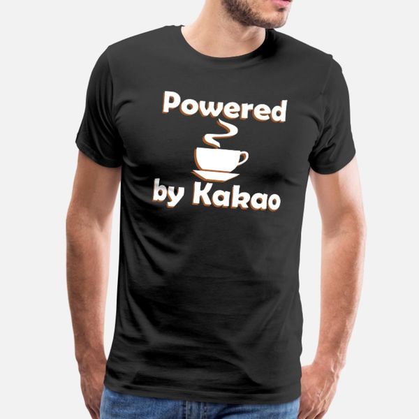 

powered by kakao white t shirt men designs 100% cotton round collar outfit loose comical spring autumn kawaii shirt