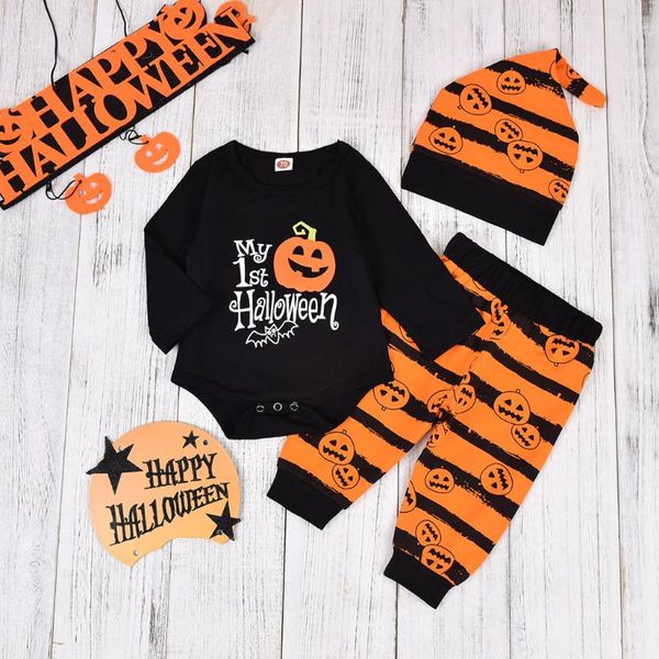 

newborn baby girl clothes my first halloween costumes clothing infant toddler baby girl's outfits new born pumpkin romper sets, White