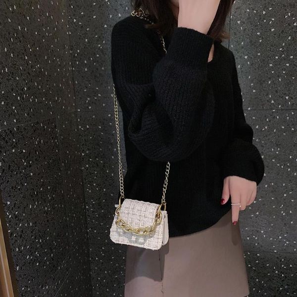 

new fashion handbags hit color mini women chain shoulder crossbody bag woolen daily satchel shopping handbag for hiking
