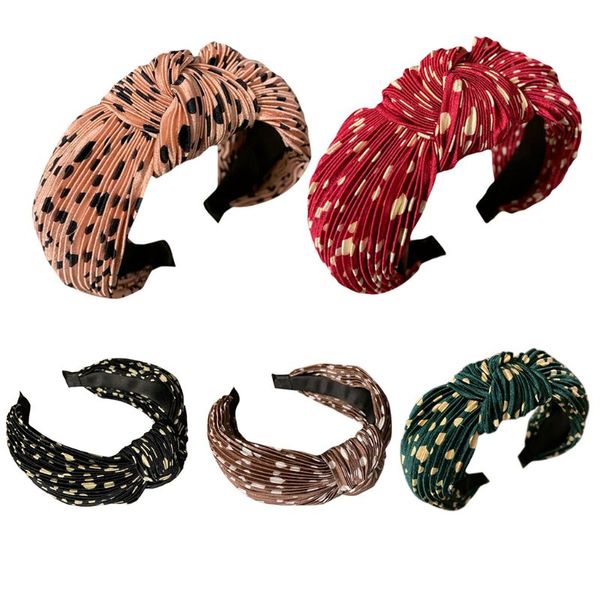 

women wrinkled crumpled headband polka dot printed hair hoop twist knot turban h7ef