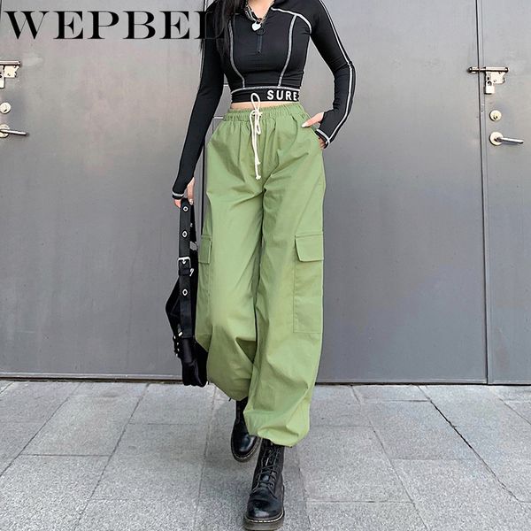 

women's pants & capris wepbel women vintage army green pocket cargo slacks trousers loose baggy harem long, Black;white
