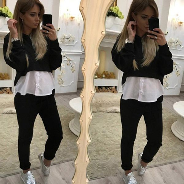 

fashion spring autumn women casual suits set sportswear long sleeve hooded women suit, Gray
