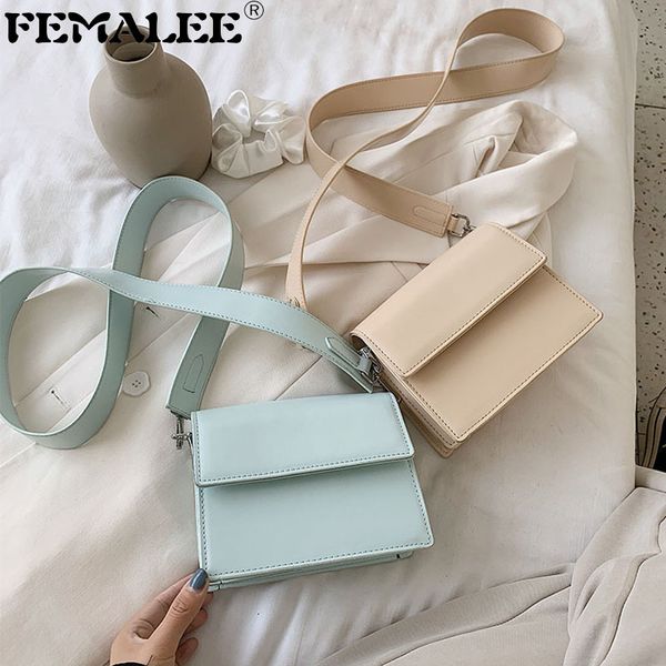 

candy color small square bag for women new fashion wide shoulder strap bolsa korean style crossbody messenger bags