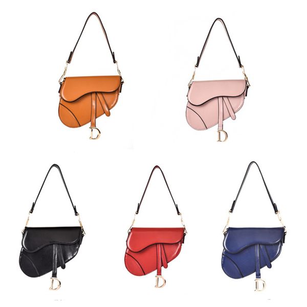 

new fashion classic ladies shoulder bag saddle bag fashion metal letter handbag style awesome accessories hn580, Black