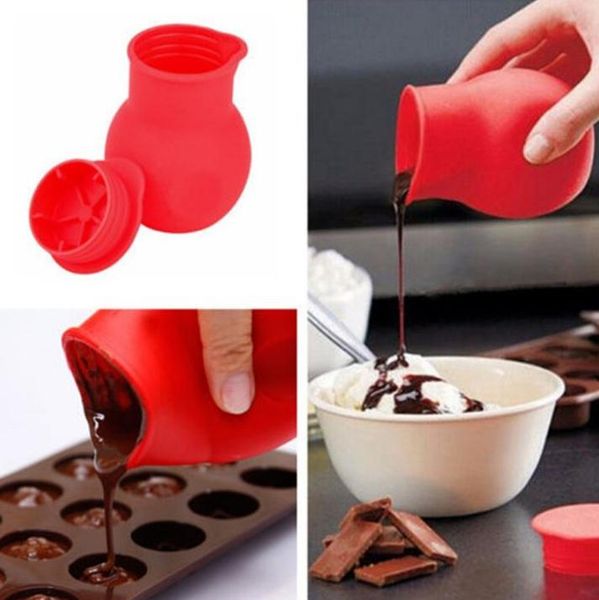 Chocolate Melting Pot Mold molho de manteiga de leite Baking Silicone Verter Cup para cozinha que cozinha Tools SN4592