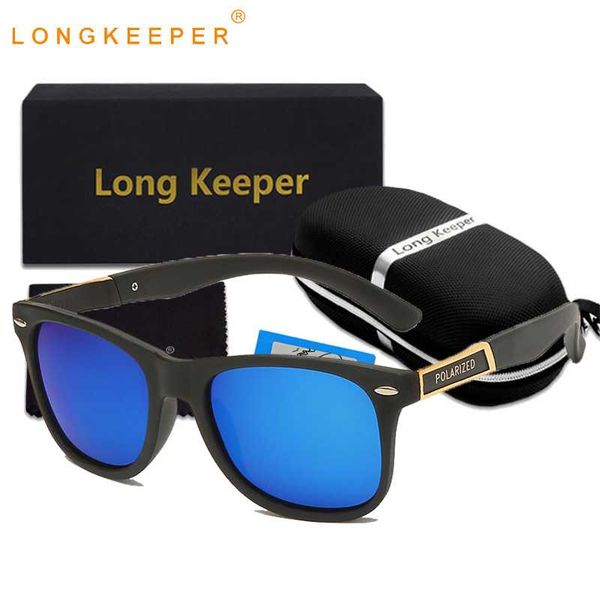 

longkeeper tr90 polarized sunglasses with case men women fashion rivet square sun glasses male mirror shades uv400 blue okulary, White;black