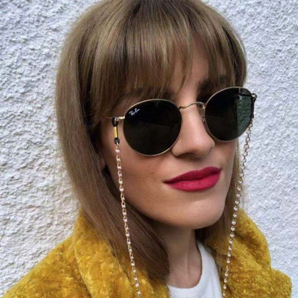 

simple 1pc white pearls beaded sunglass reading glasses women eyeglasses chain cord holder rope eyeglasses sunglasses accessory, Silver