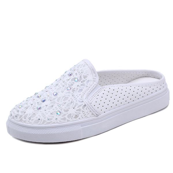 

women's summer fashion sandals 2020 new wear thick bottom mesh gauze wild baotou sandals half drag women's shoes, Black