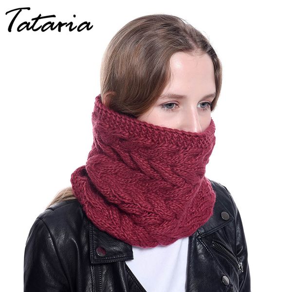 

scarves female wool knitted neck cowl circle collar women warm cable knit scarf fashion winter warmer, Blue;gray