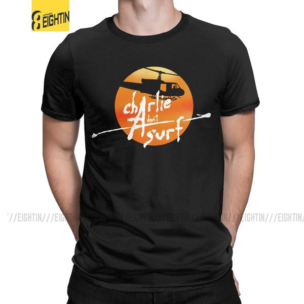 

apocalypse now quote charlie don't surf men t shirts vietnam war helicopter tee short sleeve t-shirts cotton plus size