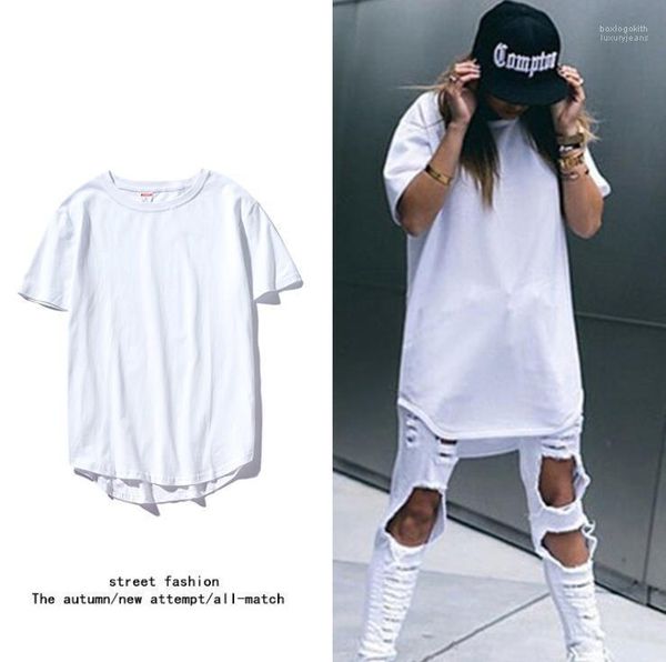 

solid color breathable loose tshirt mens designer tshirt summer mens designer tshirts lengthened circular arc shirt tail, White;black