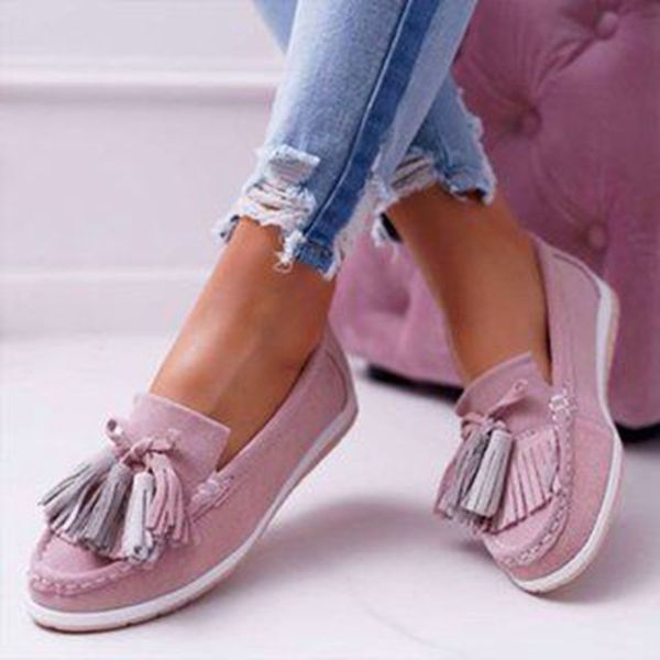 

2020 women flats casual shoes woman light plus size shoe fringe students girl flat casual chaussures femme zapatos mujer sapato, Black