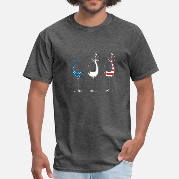 

red white blue wine glasses patriotic 4th of july t shirt men character 100% cotton euro size s-3xl standard gift authentic spring autumn