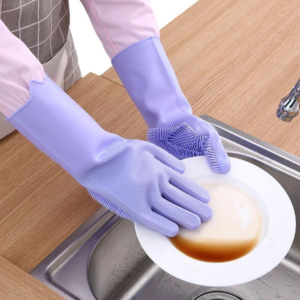 

magic waterproof multifunctional kitchen gloves silicone cleaning gloves for gloves dishwashing household 1 lnsulation pair and rdrpj