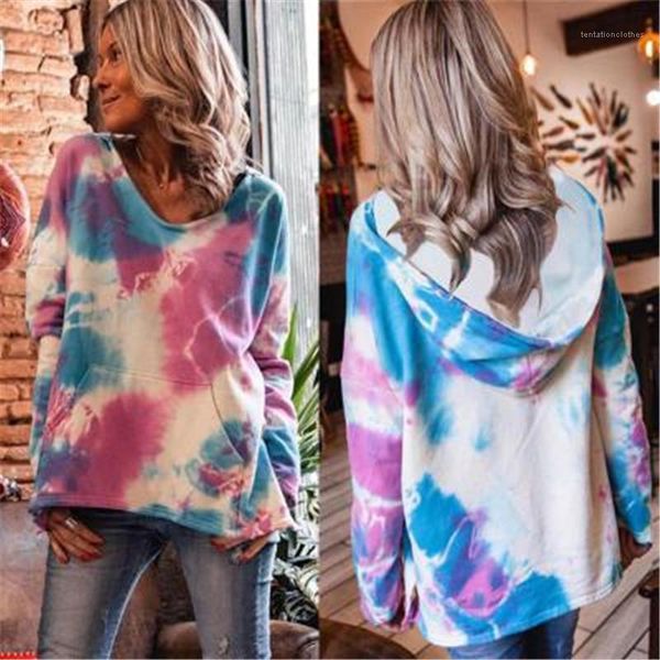 

casual pullover spring sweatshirt tie-dye women loose hoodies designer long sleeve round neck hooded sweater fashion trend female new, Black