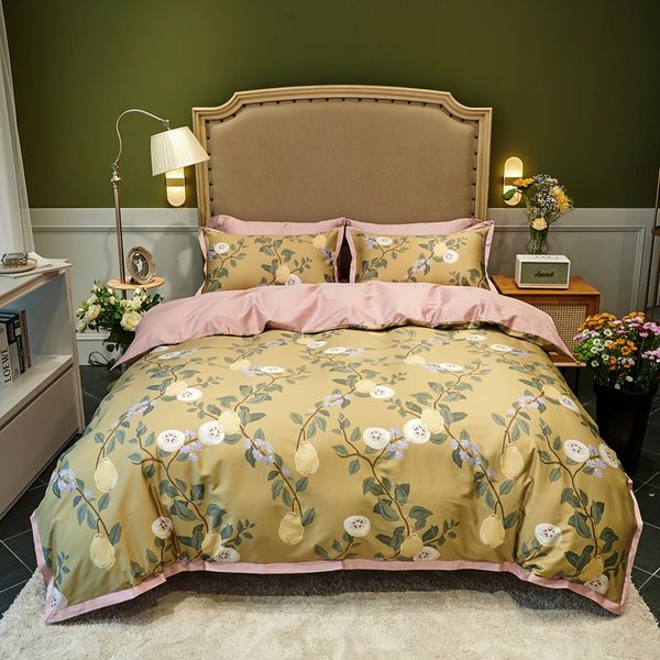 

bedding sets tutubird egyptian cotton european bed linen yellow floral print pastoral style satin duvet cover king  bedspread