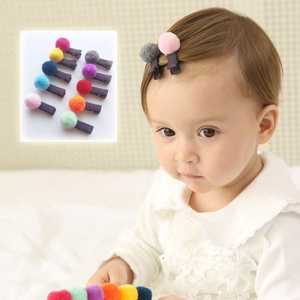 

hair accessories fur ball hairpins barrettes for cute baby girls headwear children protect well kids clip, Slivery;white