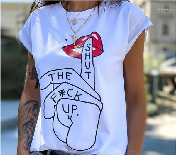 

summer short sleeve tees casual female 2020 womens designer tshirt new casual hand print loose, White