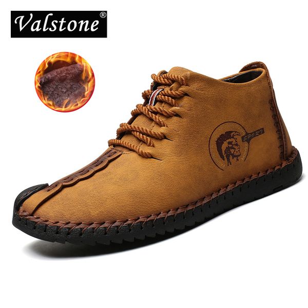 

quality winter men's leather casual shoes retro sneaker big size 48 vintage frosty boots mid-warm shoes autumn item optional, Black