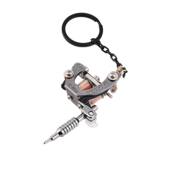 

mini portable tattoo machine keyring tattoo tools bottle opener car keychain handicraft collections creative bag accessories, Silver