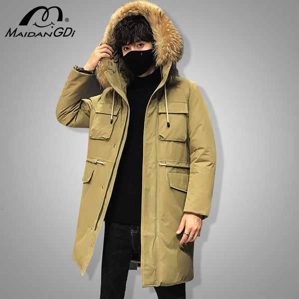 

maidangdi winter new down jackets for men 2020 teenager medium and long solid color all-match thickened warm windproof clothes, Black;white