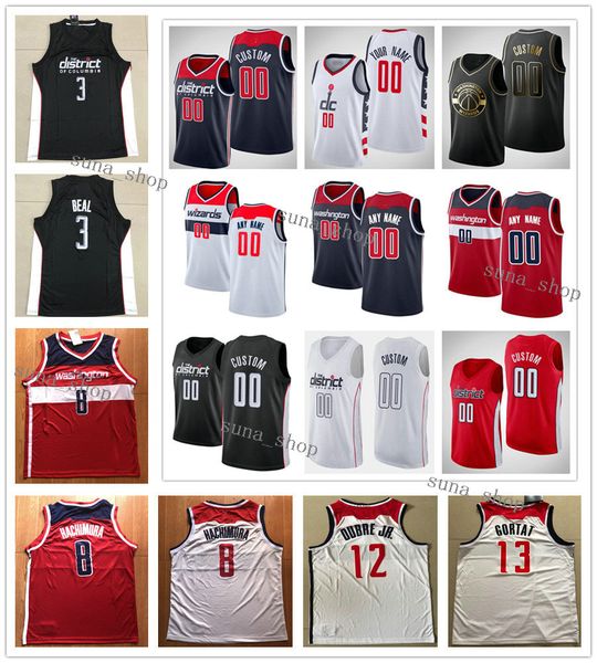 

printed men bradley beal 3 john wall 2 ian mahinmi 28 davis bertans 42 ish smith 14 rui hachimura 8 jerome robinson troy brown jr. jerseys, Black