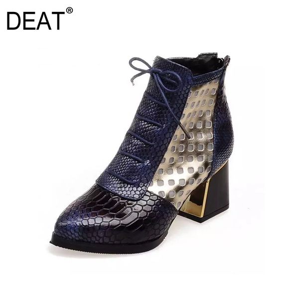 

deat] 2020 pointed toe bandage mesh hit color pu leather single shoes women cool boots new spring summer fashion tide 10g775, Black