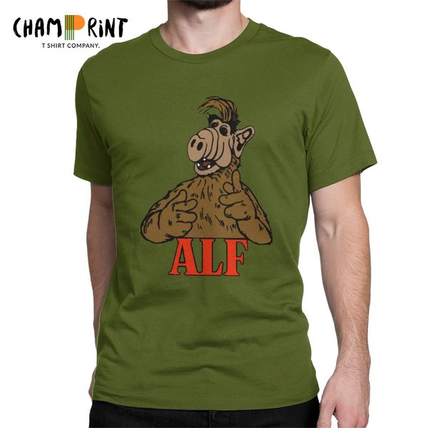 

alf melmac 80s tv alien gordon shumway men's t shirts humorous tee shirt short sleeve o neck t-shirts pure cotton gift clothing