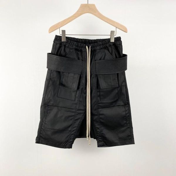 

owen seak men casual harem shorts oil wax cotton gothic men's clothing sweatpants summer women knee length loose black shorts, White;black