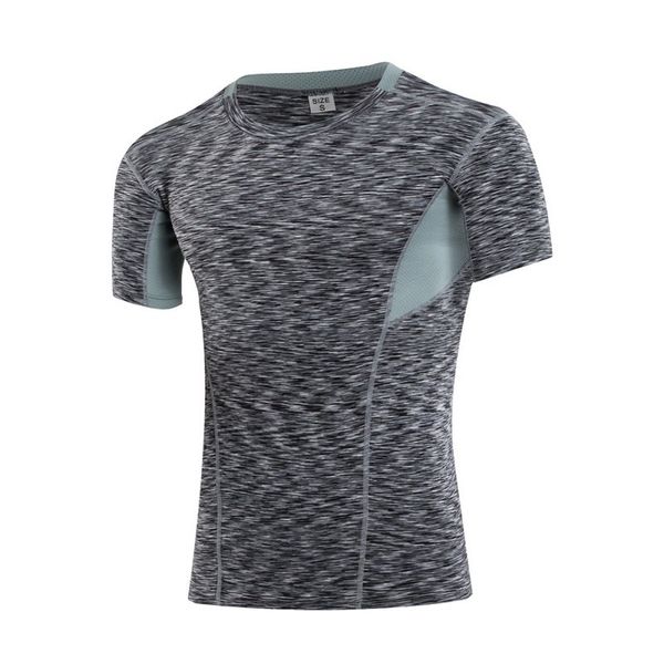 

men sport shirt short sleeve quick dry slim fit running t-shirt sports training men's clothing high quantity, Gray;blue