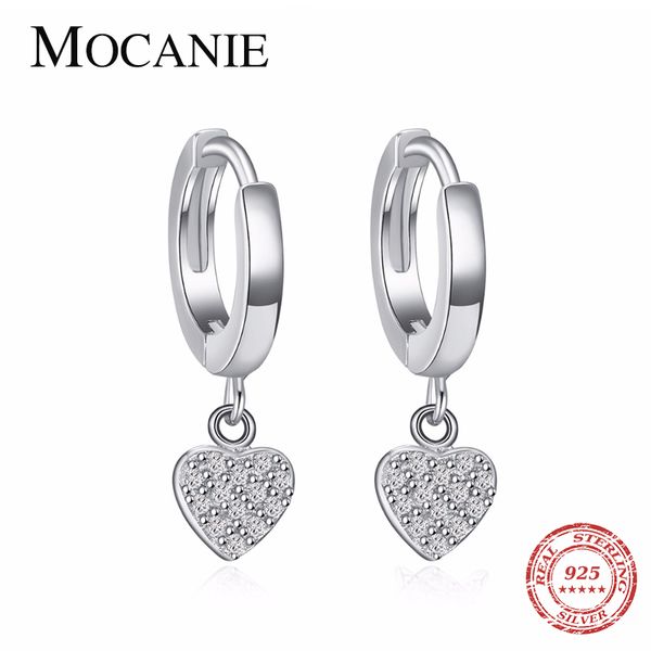 

hoop & huggie mocanie classic 925 sterling silver sparkling zircon sweet lovely star hearts earring for women wedding party jewelry gift, Golden;silver