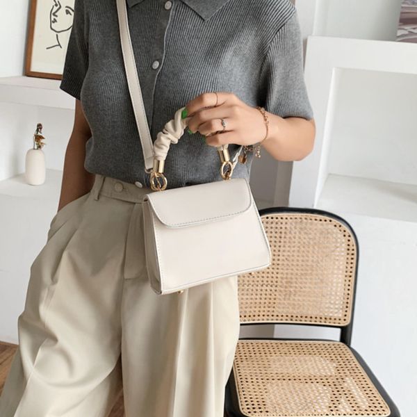 

small solid color pu leather crossbody bags for women 2020 luxury handbags women bags designer fold design handle shoulder