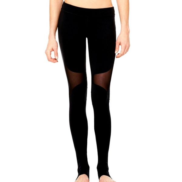 

summer women yoga pants sportswear fitness gym leggings high elastic sport leggings female mesh patchwork outwork tights black, White;red