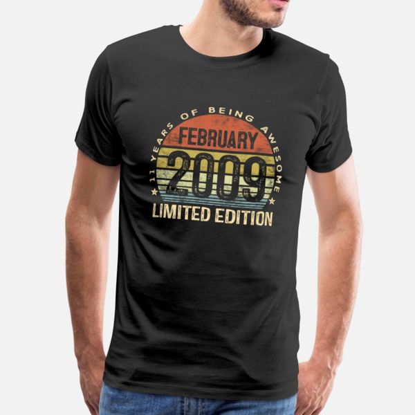 

february 2009 limited edition 11th birthday 11 yea t shirt men knitted tee shirt round collar normal building summer style leisure shirt