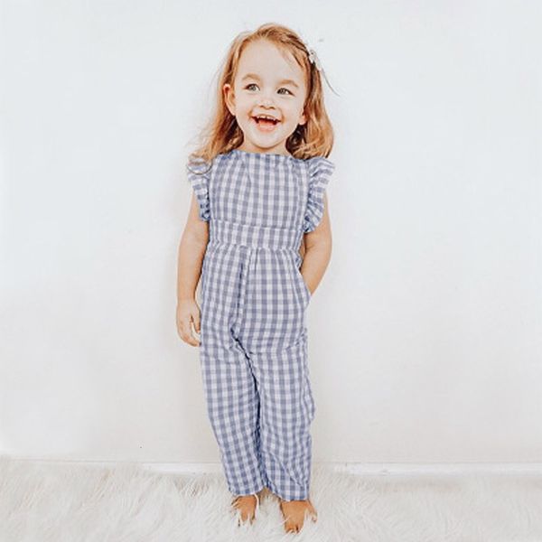 

excelent fashion lovely baby 1pc toddler kids baby girl plaid flouncing romper princess jumpsuits clothes z0208, White