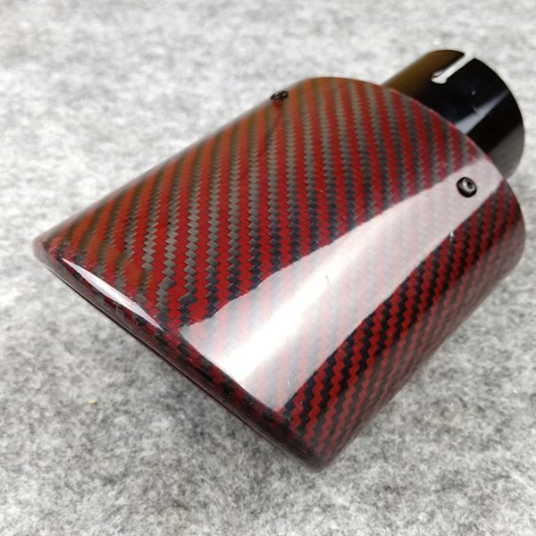 

1 piece red carbon fiber oval shape exhaust tip car universal stainless steel muffler tip exhaust system