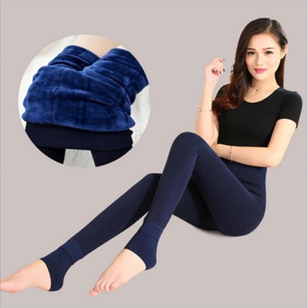 

8 color 2020 high elastic waist winter plus velvet thicken warm pants good quality cashmere thick trousers female women leggings, Black
