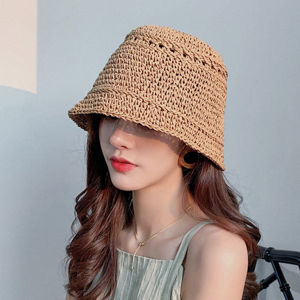 

straw hat female korean tide wild japanese niche fisherman hat female summer breathable cover their faces sunscreen bucket, Blue;gray