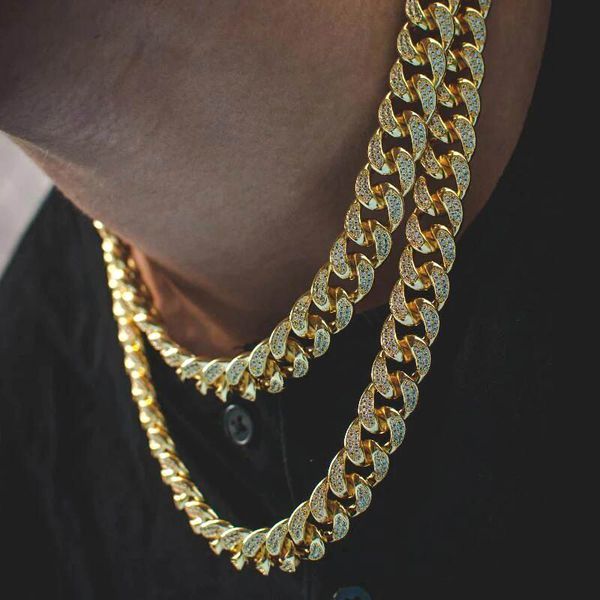 

iced out bling hip hop men boy jewelry bling 5a cubic zirconia cz miami cuban link chain cool choker necklace wholesale, Silver