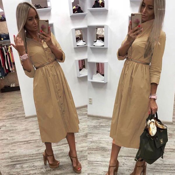 

neck dress with sashes casual female clothing spring autumn womens designer shirt dress solid color lapel, Black;gray