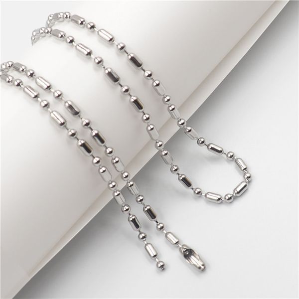 

1pc mens stainless steel necklace chain ball chain fashion 1.6/2/2.4/3mm bead chain for diy jewelry making accessories supplies