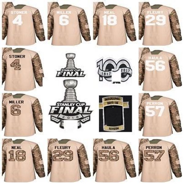 

18 james neal 29 marc andre erik haula custom mens 2018 stanley cup final patch vegas golden knights hockey jerseys inaugural centennial, Black;red