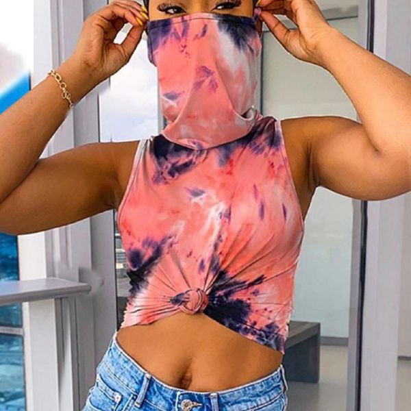 

summer new tie-dye camo printed sleeveless t-shirt ladies 2020 fashion designer womens crop tee shirts face cover, White;red