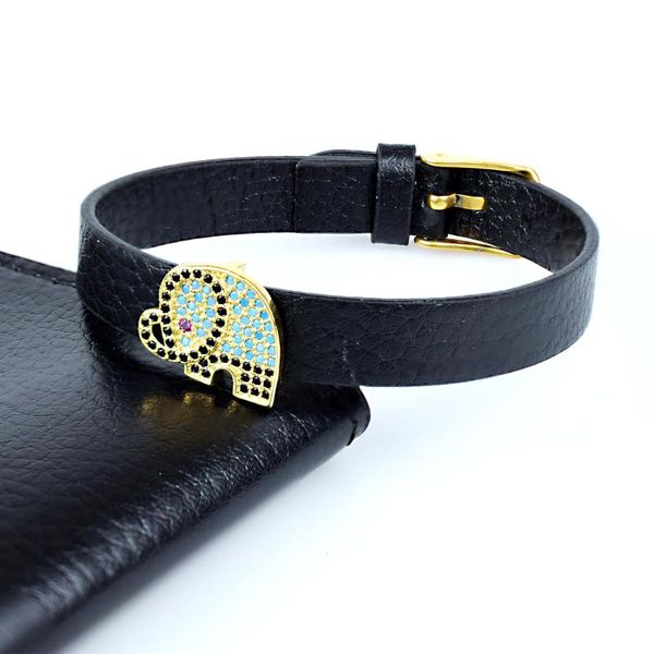 

charm bracelets cute african elephant bracelet blue cz animal bangles zircon for woman man jewelry gift, Golden;silver