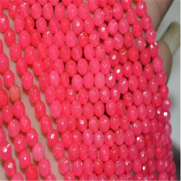 

dÃ©tails sur 2 piÃ¨ces 4mm facettes jade perles rondes 15 "brin fuschia rose