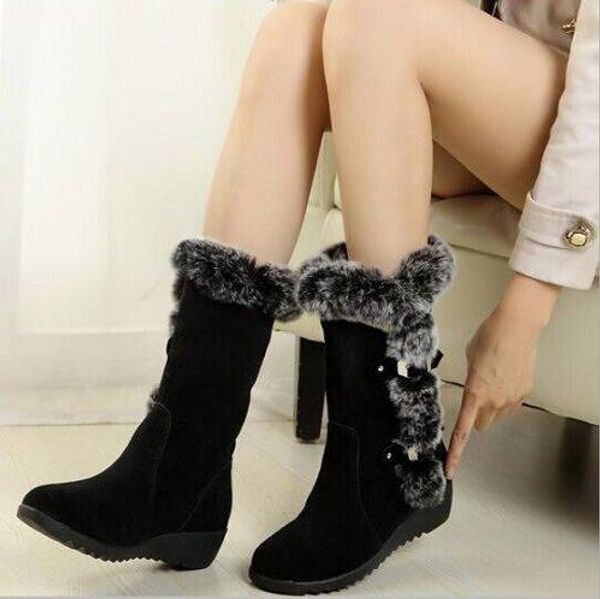 

snow boots women boots women shoes woman fashion short fur warm winter mid-claf 2020 winter new warm short d458, Black