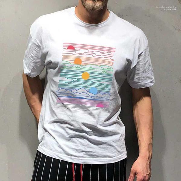 

summer short sleeve casual plus size mens tshirts mens designer tshirts fashion sunrise sunset printed, White;black