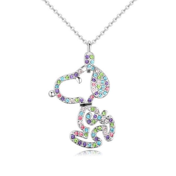 

2020 pendant necklace cute happy dog necklace for girls gift from crystals ing, Silver